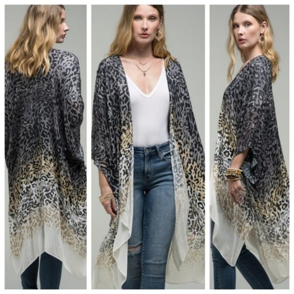 Other - Leopard Print Ombre Kimono